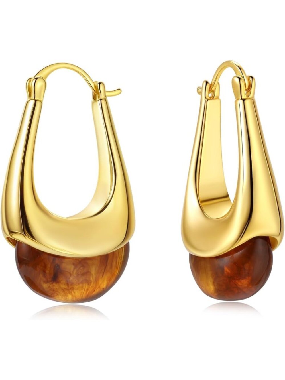 Vintage Chunky Gold Hoop Earrings for Women | Statement Dangle Drop Jewelry